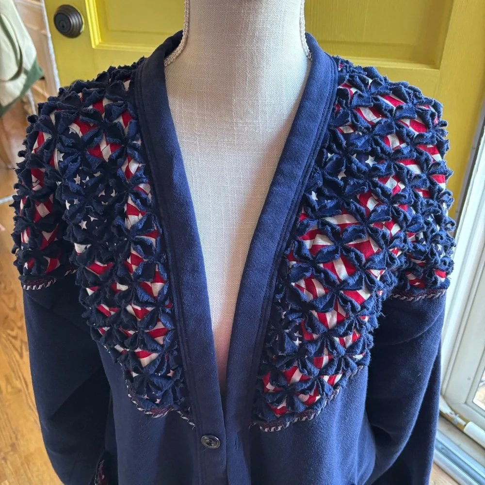 Jerzees women’s‎ one size fits most Navy red American cardigan vintage
